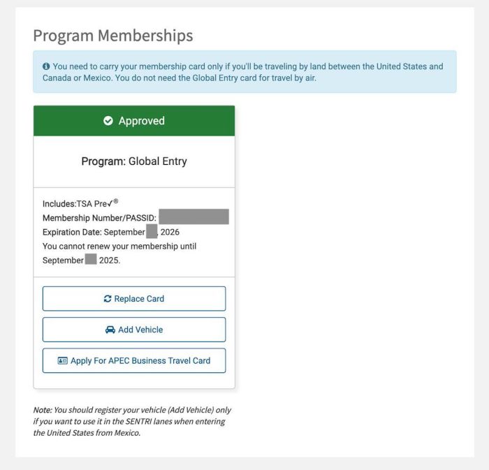 How to renew global entry membership