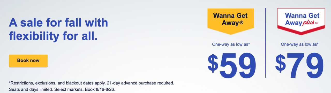 Southwest Airlines Launches Fall Fare Sale